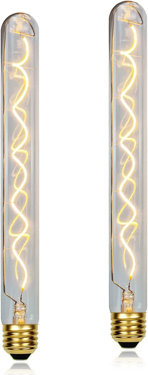 TIANFAN Vintage LED Bulb, 2-Pack Long Test Tube T10 300mm, 4W Dimmable Edison Style, E26 Transparent