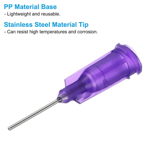 PATIKIL 21Ga x 0.5 Inch Dispensing Needle Tips, 50Pcs Blunt Tips with Luer Lock for Glue Oil Applicator, Purple