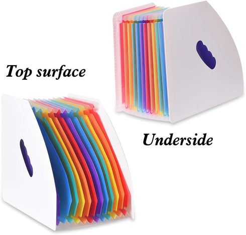 Lemical 2 Pcs Desktop Expanding File Holder with 13 Rainbow Pockets, High Capacity Accordion Document Storage