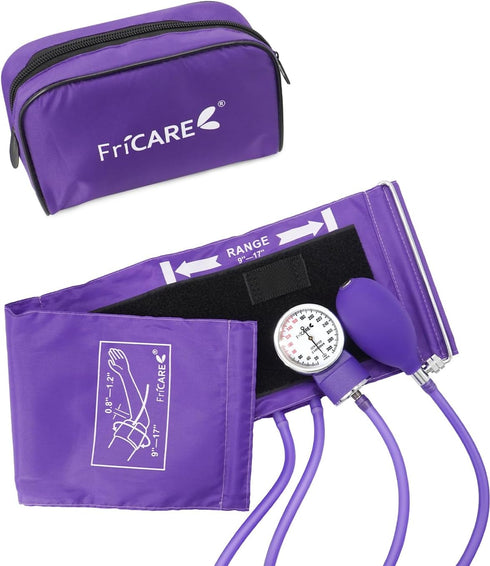 FriCARE Manual Blood Pressure Cuff Kit for Nursing Students, Sphygmomanometer for Home Health Use, XL, Purple