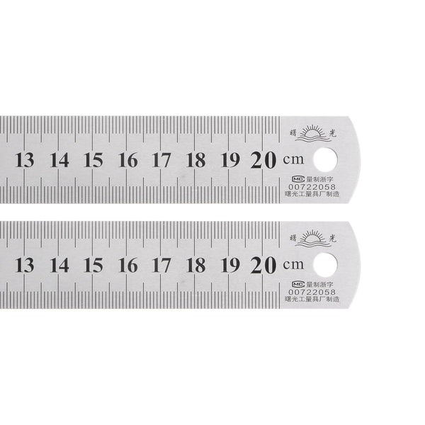 2Pcs Stainless Steel Ruler, 20cm/8" Length x 1/36" Thick x 1" Wide Measuring Tools for Woodworking Craft