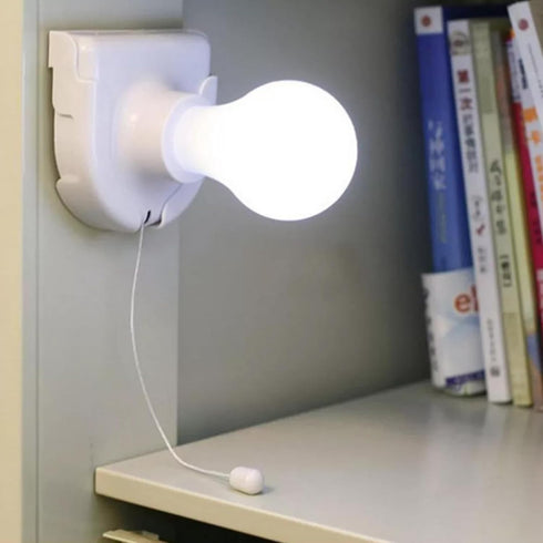 Generic Bulb Pull Cord Battery Light Mini Lamp, Portable Hanging Design, Simple Install Control, Compact Decorative