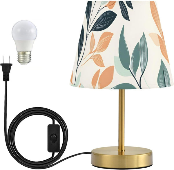 ALAZA Table Lamp for Bedroom Nightstand Orange Green Leave Bedside Lamp with