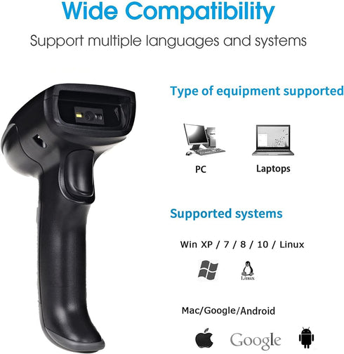 UNIDEEPLY 1D 2D PDF417 Wired Bar Code Scanners Readers for Computers, USB Cable Barcode Handheld, Scanning Label QR UPC
