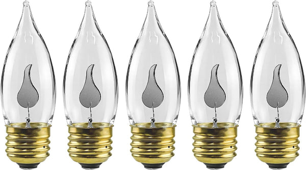 HASMX 3 Watt 120 Volt Incandescent Bulbs, Chandelier Shaped Bulbs, Flame Shaped Light