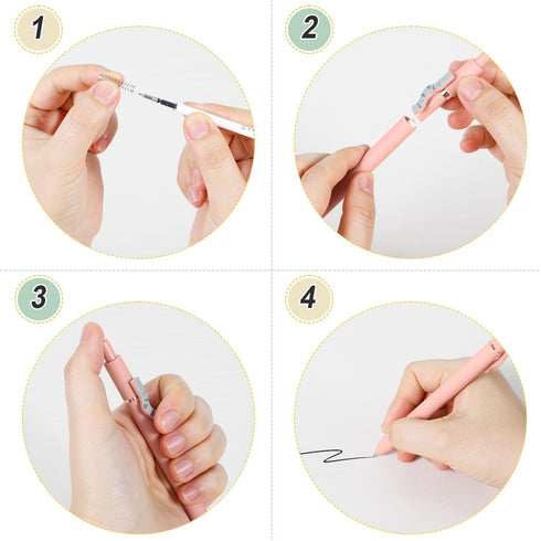 FIOVER Cat Pens, 4 Pcs Gel Pens, 0.5mm Quick Dry Black Ink, Fine Point Smooth Writing for Cat Lover Gifts