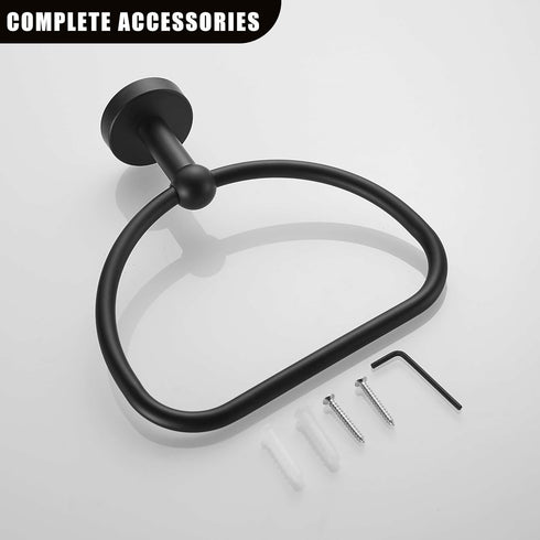 Leyden Matte Black Toilet Paper Holder and Hand Towel Holder, 2 Pieces Bathroom Hardware Accessories Set, SUS304
