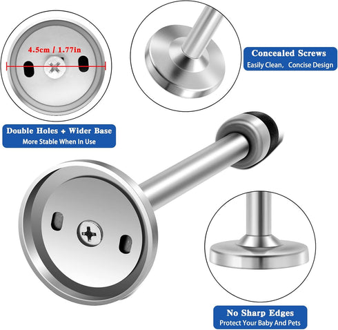 Door Stopper, 5 Inch Stainless Steel Brushed Satin Nickel Doorstop, Modern Mute Wall Mount Door Holder