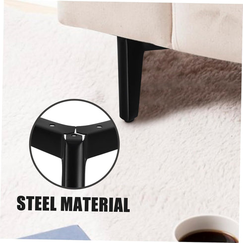 4Pcs NUOBESTY Heavy Duty Metal Furniture Legs with Anti-Slip Rubber Pads Black Airplane Style Cabinet Sofa Bench Feet