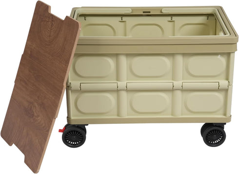 Venionwa 4 55L Rolling Cart with Wheels, Foldable Organizer with Handles, Foldable Box for Outdoor Store, Large