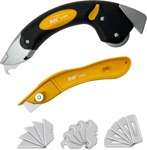 XW Heavy Duty Roller Carpet Knife - Lightweight Carpet Knife with Extra 15 PCS Blades Included, 2-Pack