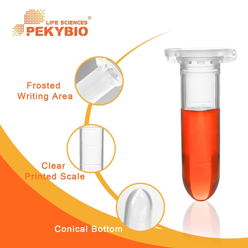 2.0ml Microcentrifuge Tubes, Disposable Polypropylene Lab Test Tube, Clear Plastic Graduated Eppendorf, Pack of 500Pcs