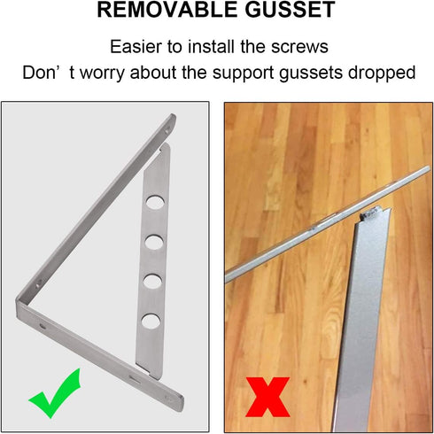 12", 4mm 2pcs, 400lbs YUMORE Shelf Bracket Stainless Steel Heavy Duty L Shaped Brackets Wall Mounted Floating Table