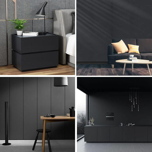 Matte Black Peel and Stick Wallpaper 17"x120", Self-Adhesive Waterproof and Oil Proof Contact Paper for Cabinets and