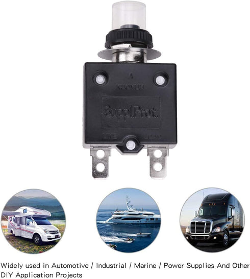 Thermal Circuit Breaker 20 Amps Manual Reset Push Button 32V DC 125/250V AC, 3Pcs Overload Protector
