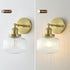 1 Pack Vintage Wall Sconces with Clear Pumpkin Glass Lampshade, Indoor Bathroom Wall Sconce, Modern Gold Industrial