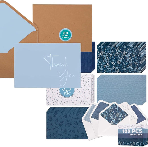 VNS Creations Bundle - Thank You Cards With Envelopes Bulk Set &