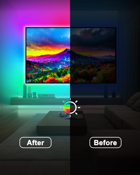 Backlight,13.1ft 40-65 inch Daymeet TV Led ICRGB LED Lights for TV USB Light Strip for Monitor Behind Lighting, Rainbow