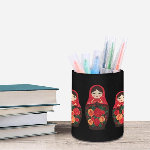 Generic Russian Nesting Dolls Round Pencil Holder Desktop Pen Cup Makeup Brush Organizer for Office Home