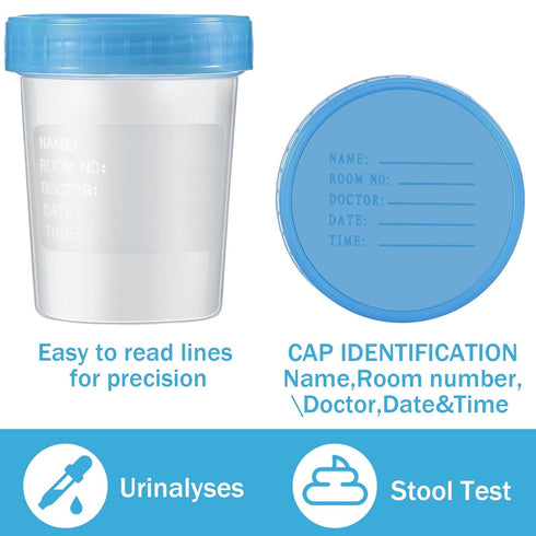 25 Pcs Disposable Specimen Cup Urine Cups, 4oz Leak Proof Container for Safe Sample Analysis