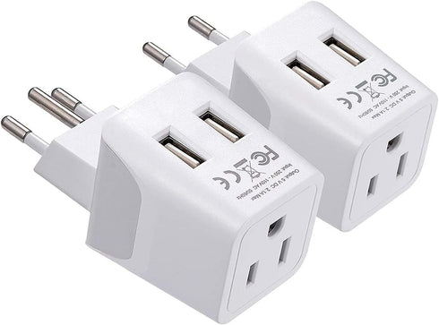 Ceptics Switzerland Travel Plug Set with 2 USB + USA Socket Input, Type J and Type C, Ultra Compact for Cell Phones,