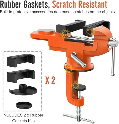 3 Inch, 360Swivel Housolution Universal Table Vise Base Bench Clamp Home Vise Clamp-On Vise Repair Tool Portable Work