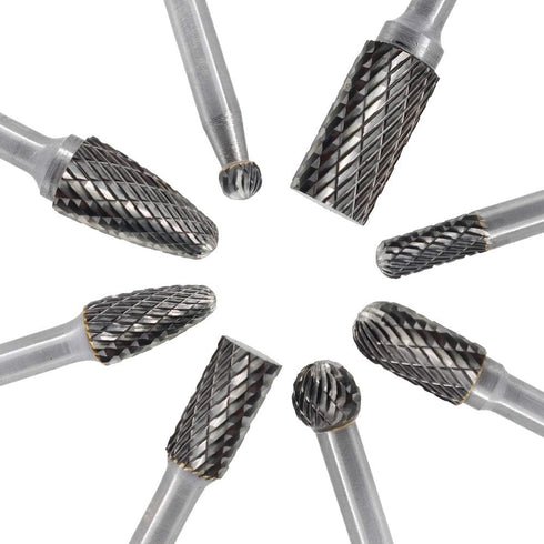 Carbide Burr Set, 8pcs JESTUOUS 1/4 Inch Shank Diameter Double Cut Rotary Files for Metal Grinding and Polishing