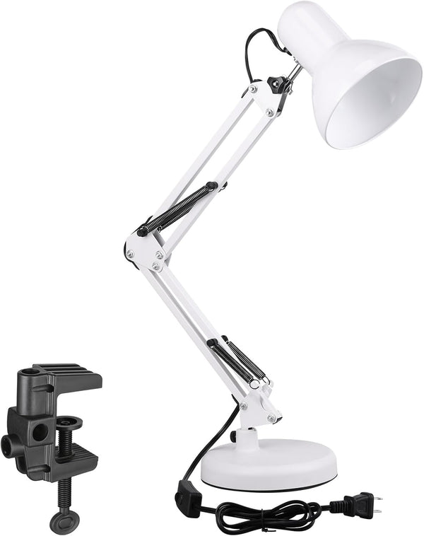 TORCHSTAR Metal Desk Lamp with Clamp, Swing Arm, Architect Adjustable Gooseneck Table
