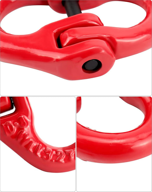 QWORK 10 Pcs Red Painted G80 Alloy Steel Connecting Link, 3/8", 7100 lbs Working Load Limit