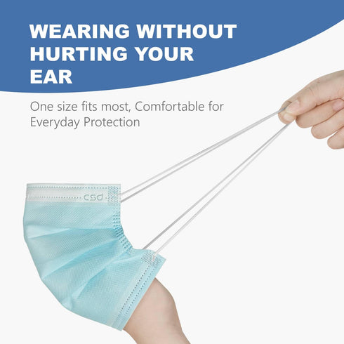 50 1 3 CSD Colo Pcs ASTM Level Disposable Face Masks, Ply Adult Mask with Elastic Ear Loop, Nose Bridge Clip