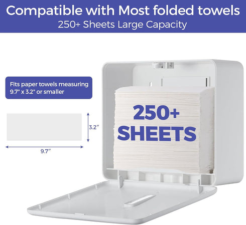 Commercial Stardrix Multifold Paper Towel Dispenser Wall Mount (White) Large Capacity C-Fold, Trifold, and Folded Hand