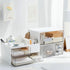 Desk Drawer Organizer, White Storage Box with 2 Drawers and 4 Compartments for Multifunctional Desk Accessories