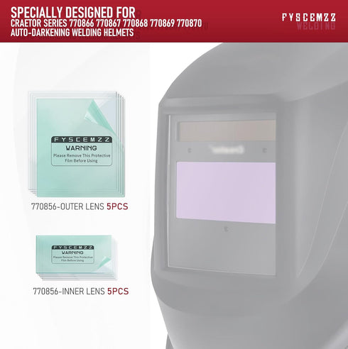 FYSCEMZZ 10PCS 770856 - Replacement Welding Helmet Clear Lens Kit for Inner and Outer Protective