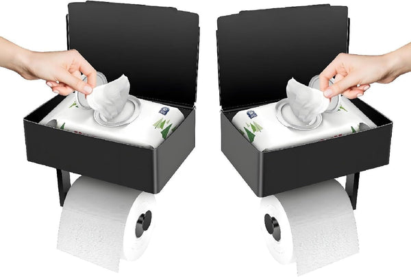 Toilet Paper Holder with Storage, Shelf of Bathroom Toilet Tissue Holder, Toilet