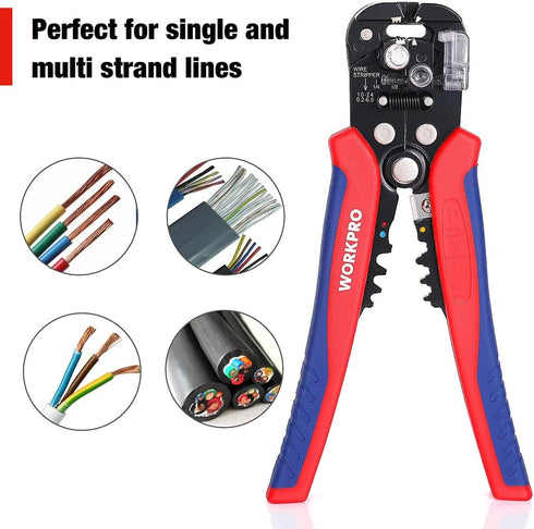 WORKPRO Self Adjusting Wire Stripper, 3-in-1 Automatic Wire Stripper/Cutter/Crimper, 8 Inch Multi Pliers