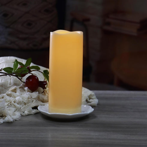 Outdoor Waterproof Battery Operated 3'' x 7'' Flameless Pillar Candle with Timer for Wedding Party Halloween