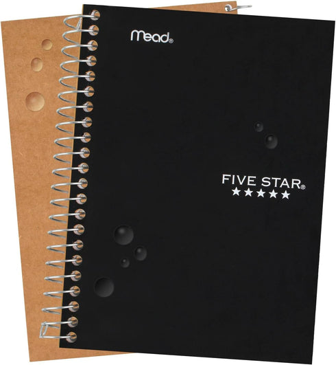 Five Star Spiral Notebook, 1 Subject, 80 Sheets, College Ruled Paper, Personal Size, Black, 7" x 4-3/8"