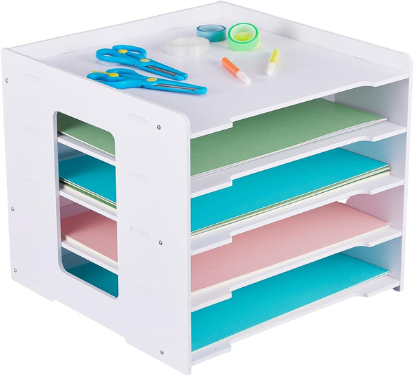 Juexica 5 Tier Scrapbook Paper Organizer, Stackable File Holder for 12 x 12 Paper Trays