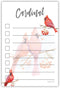 Red Cardinal Sticky Notes, 4x6" To Do List, Cardinal Themed Gift for Women, Bird Watcher Lover, 50 Pages