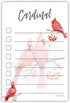 Red Cardinal Sticky Notes, 4x6" To Do List, Cardinal Themed Gift for Women, Bird Watcher Lover, 50 Pages