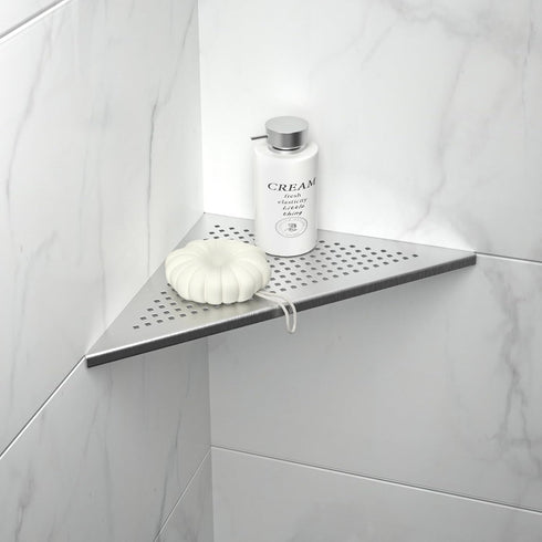Corner Shower Shelf, 304 Stainless Steel 12" Brushed Recessed Bathroom Shelf, Grout