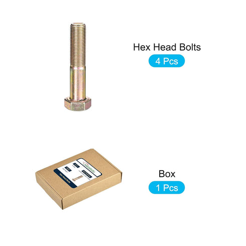 Hex Bolts (5/8-18x3") 4Pcs, Carbon Steel Zinc Plated Partial Threaded Hex Head Screw Bolt