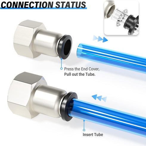 TAILONZ PNEUMATIC Female Straight 5/16 Inch Tube OD x 1/4 Inch NPT Thread Push to Connect Fittings (Pack of 10)