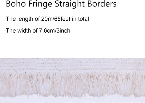Boho Fringe Straight Borders Knotted Fringe Bulletin Board Border Strips 65.6 Feet x 2.99 Inch Boho Fringe Borders Decorations Tassel Fringe Trim for Classroom Home School Blackboard by Tenare