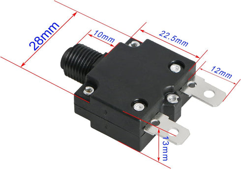 5 Amps Thermal Circuit Breakers Push Button Manual Reset Overload Protector Switch 5A 125/250V AC 32V DC 2Pin 10Pcs by Aoje-Link