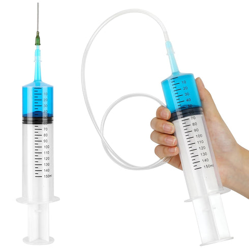 150ml Syringe with 27.6 Inch Tube and Blunt Needle 14G 1.5”, Large Plastic Syringe for Scientific Labs, Watering