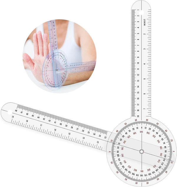 12 Inch Goniometer, 360 Clear Motion Measurement Angle Ruler for Physical Therapy