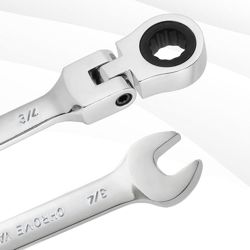 B4B BANG 4 BUCK 3/4 Wrench: Flex-Head Ratcheting Combination Wrench, Industrial Grade 72 Teeth