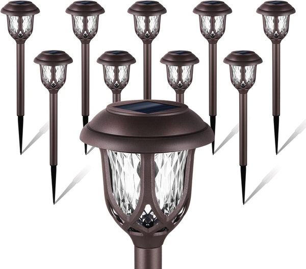 EXCMARK 10 Pack Solar Lights Outdoor Decorative Garden Yard Lights for Pathway