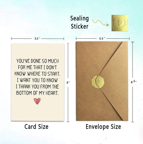 ATTLVV Thank You Card, Appreciation Card, Heartfelt Thank You Gift with Kraft Envelope and Gold Seal Sticker